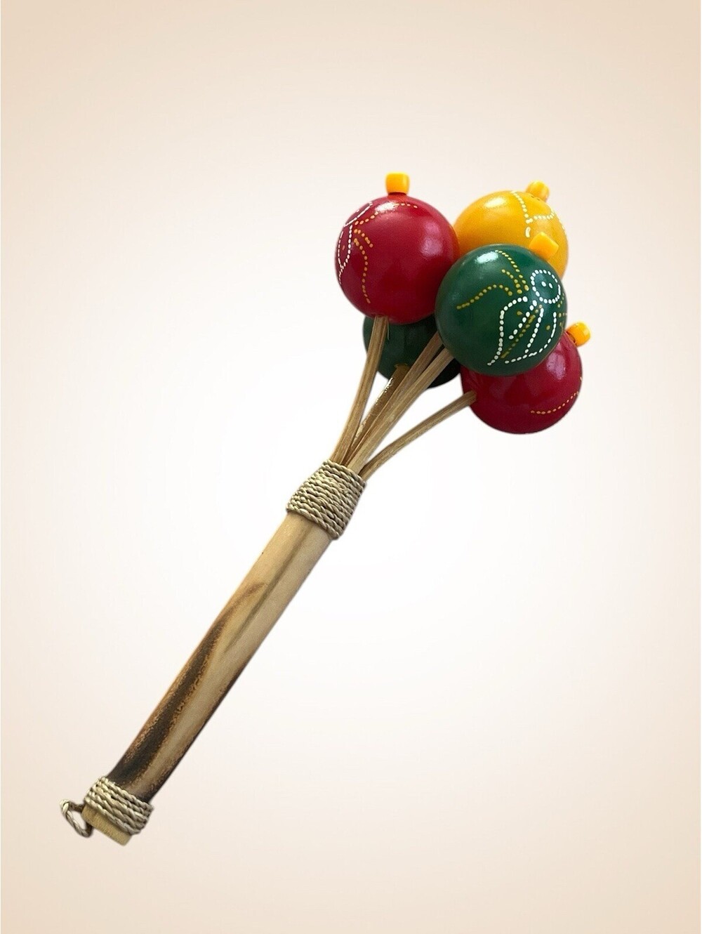 Hand Painted Sensory Instrument Bamboo 5 Ball Colorful Shaker Maraca Music Play